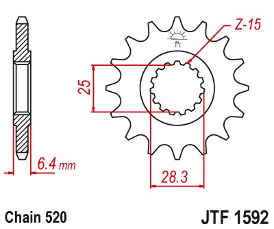 JTF1592 JT Sprockets steel front sprocket