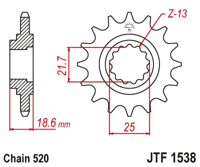 JTF1538 JT Sprockets steel front sprocket