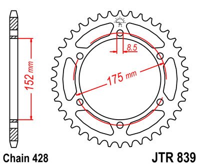 JTR839 JT Sprockets steel rear sprocket