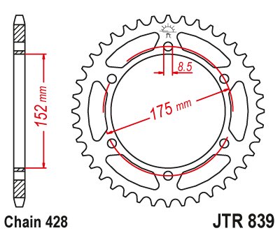 JTR839 JT Sprockets steel rear sprocket