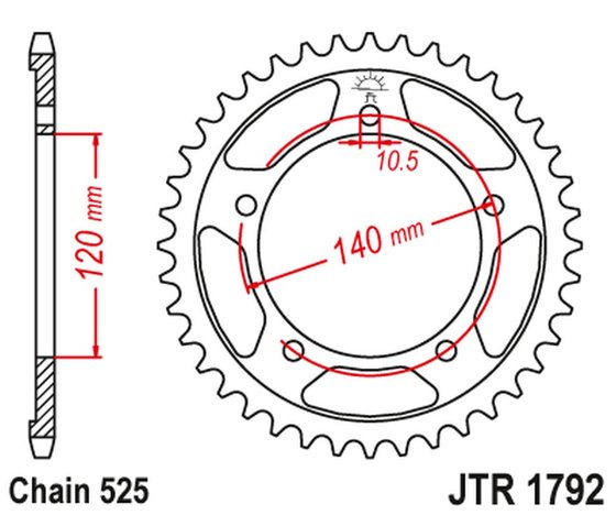 JTR1792.48ZBK JT Sprockets rear steel sprocket - 48 teeth, 525 pitch, black