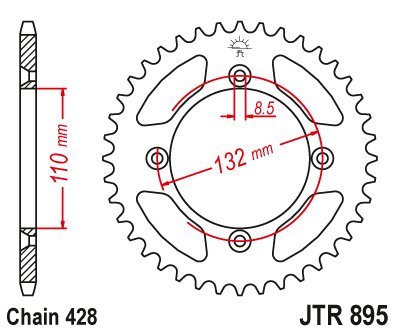 JTR895 JT Sprockets steel rear sprocket