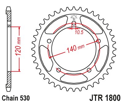 440943JT JT Sprockets rear sprocket 43 tooth pitch 530 jtr180043