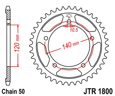 440943JT JT Sprockets rear sprocket 43 tooth pitch 530 jtr180043