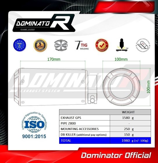 KA054DC-S Dominator exhaust silencer muffler gps