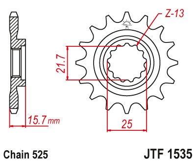 209315JT JT Sprockets front sprocket 15tooth pitch 525 jtf153515