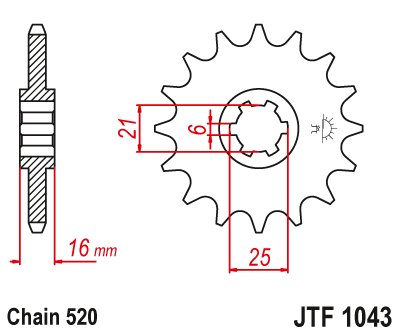 JTF1043 JT Sprockets steel front sprocket