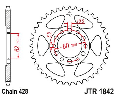 JTR1842 JT Sprockets steel rear sprocket