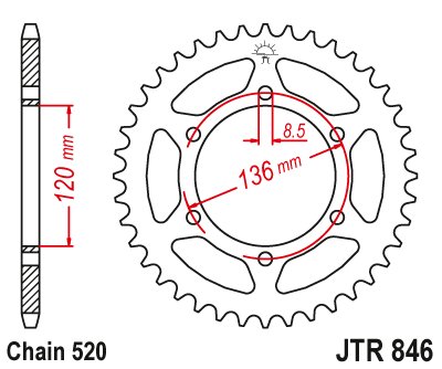 JTR846 JT Sprockets steel rear sprocket