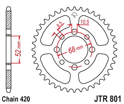 JTR801 JT Sprockets steel rear sprocket