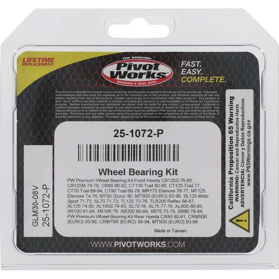 25-1072 All Balls wheel bearing kit front