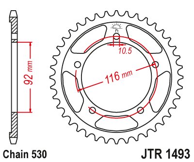 JTR1493 JT Sprockets steel rear sprocket