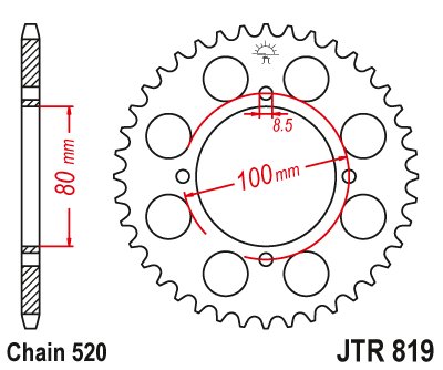 JTR819 JT Sprockets steel rear sprocket