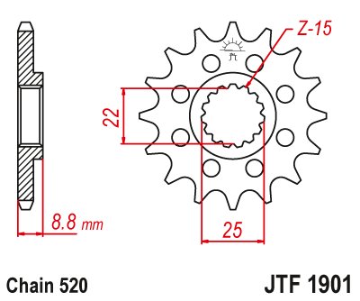 JTF1901 JT Sprockets steel front sprocket