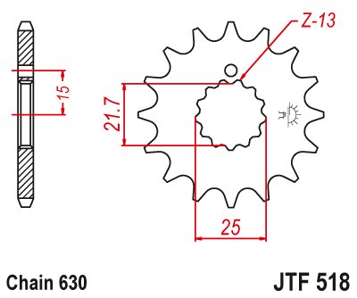 JTF518 JT Sprockets steel front sprocket