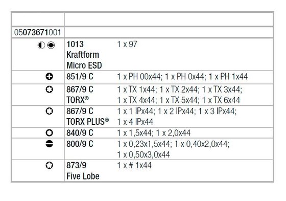 05073671001 WERA kompakt micro esd/20sb bit set