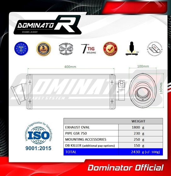 SU041DA-S Dominator exhaust silencer oval