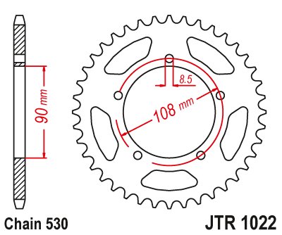 JTR1022 JT Sprockets steel rear sprocket