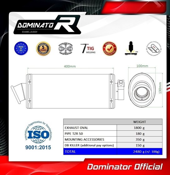 YA047DA-S Dominator exhaust silencer oval