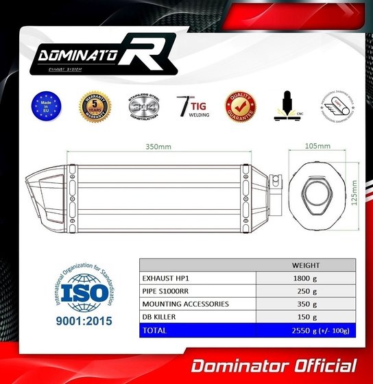 BW002DF-H Dominator homologated exhaust silencer hp1