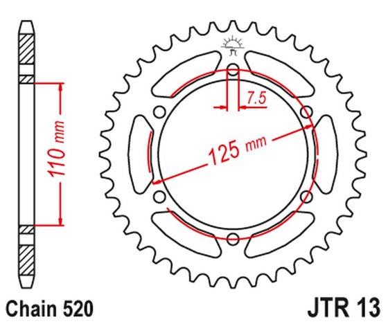 JTR1304.44ZBK JT Sprockets rear replacement sprocket - 44 teeth, 525 pitch, black