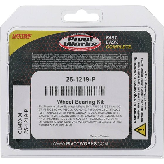 25-1219 All Balls wheel bearing kit front