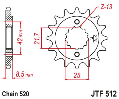 52516JT JT Sprockets front sprocket 16tooth pitch 520 jtf51216