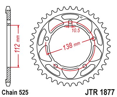 JTR1877 JT Sprockets steel rear sprocket