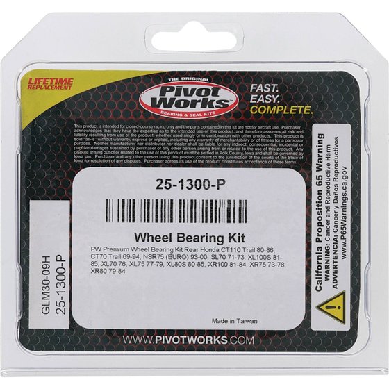 25-1300 All Balls wheel bearing kit rear