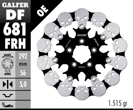 DF681FRH GALFER skull rear brake rotor