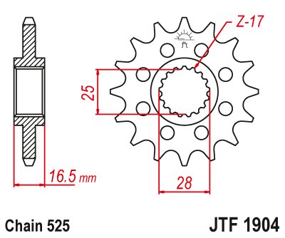 214717JT JT Sprockets front sprocket 17 tooth pitch 525 jtf190417