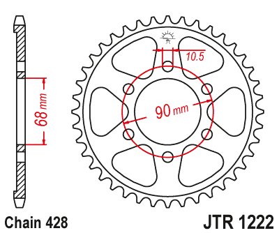 JTR1222 JT Sprockets steel rear sprocket