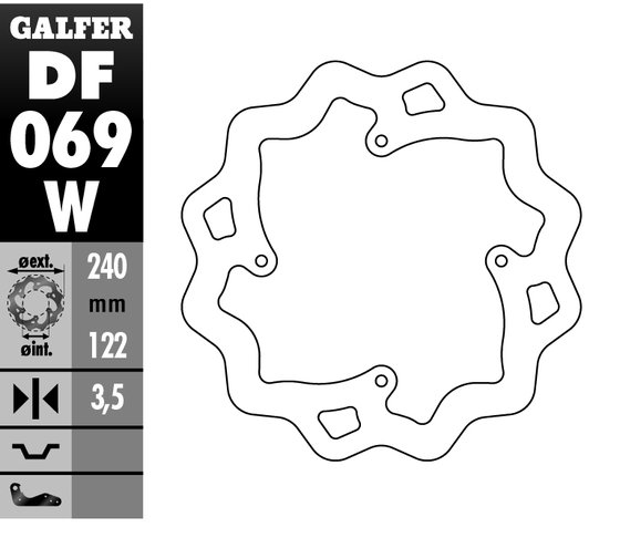 DF069W GALFER fixed wave rear brake disc