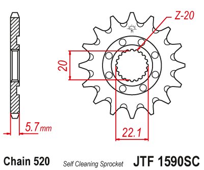 JTF1590SC JT Sprockets lightweight self-cleaning front sprocket