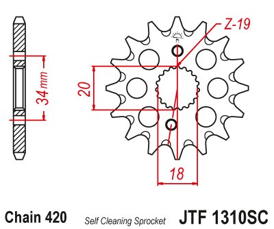 JTF1310SC JT Sprockets lightweight self-cleaning front sprocket