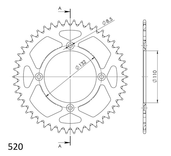 72307AO46 Supersprox rear sprocket alu ral-720:46 orange