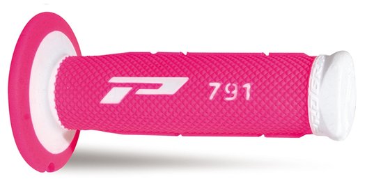 PA079100BIFX PRO GRIP double density offroad grips - white/fluo pink (closed end)