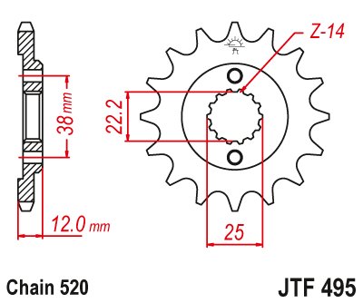 JTF495 JT Sprockets steel front sprocket