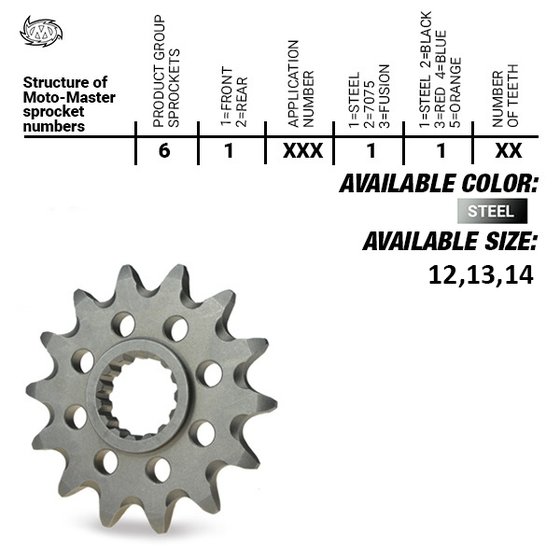 610371114 MOTO-MASTER front sprocket ultralight and resistant