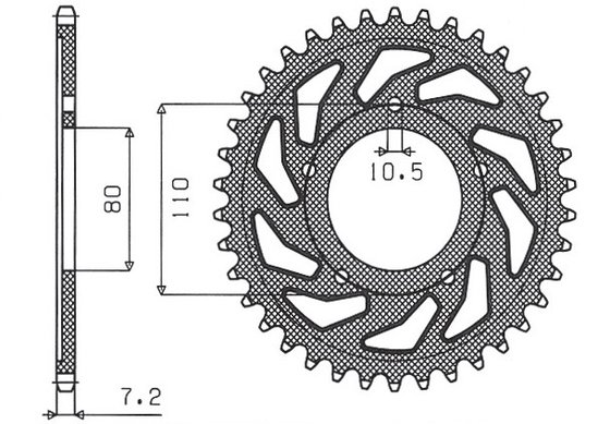 SUN1-4329-44 SUNSTAR SPROCKETS galinė žvaigždutė