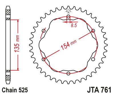 JTA761 JT Sprockets aliumininė galinė lenktyninė žvaigždė