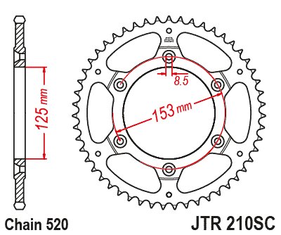 28949JTSC JT Sprockets galinė žvaigždutė 49 danties žingsnis 520 jtr21049