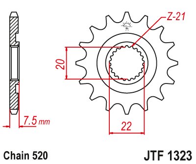 JTF1323 JT Sprockets plieninė priekinė žvaigždutė