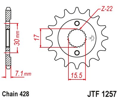 JTF1257 JT Sprockets plieninė priekinė žvaigždutė