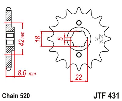 43113JT JT Sprockets priekinė žvaigždutė 13 dantukų žingsnis 520 jtf43113