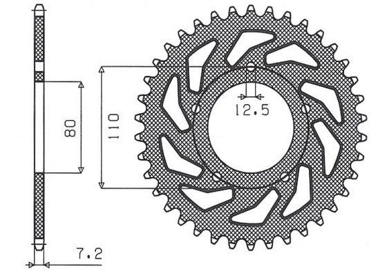 SUN1-4335-45 SUNSTAR SPROCKETS galinė žvaigždutė