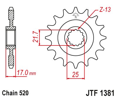 204215JT JT Sprockets priekinė žvaigždutė 15t 520 žingsnio jtf138115