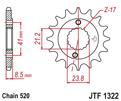 207115JT JT Sprockets priekinė žvaigždutė 15 dantukų žingsnis 520 jtf132215