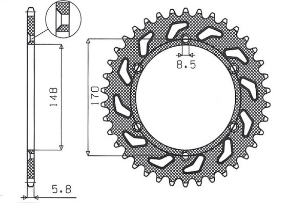 SUN1-3667-42 SUNSTAR SPROCKETS galinė žvaigždutė