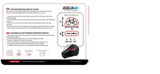 BIKETEC vandeniui atsparus "aquatec" dangtis vienam dviračiui